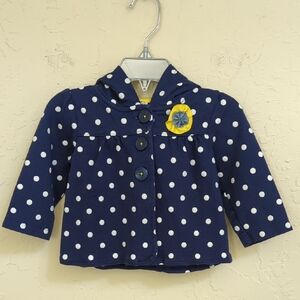 Carter's Baby Girl's Navy Polka Dot Hooded Jacket Size 9 months